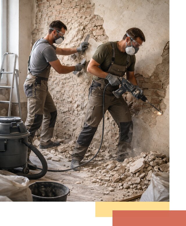 Демонтаж штукатурки со стен в Верхнем Уфалее быстро и аккуратно