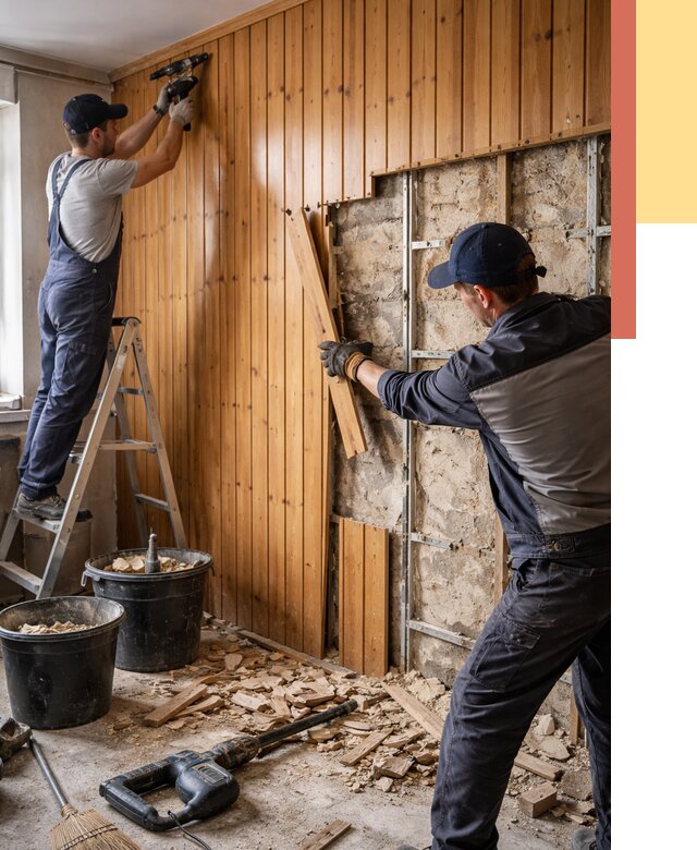 Демонтаж вагонки со стен в Верхнем Уфалее от 1484 руб. — снятие, удаление, срочно | ОТДЕЛОЧНИК-Врф