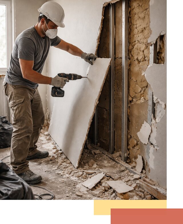 Демонтаж гипсокартона со стен в Верхнем Уфалее качественно и быстро