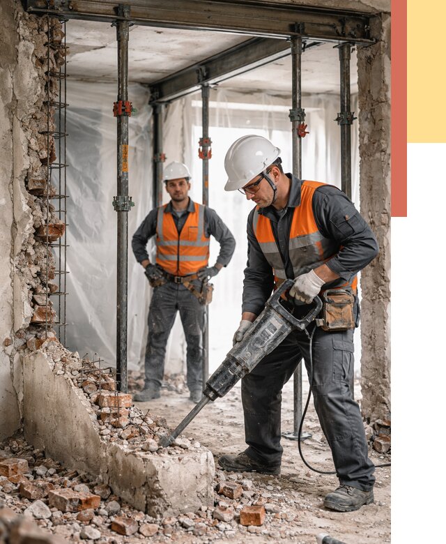 Снос несущих стен в Верхнем Уфалее от 10490 руб. — демонтаж несущей стены под ключ | ОТДЕЛОЧНИК-Врф