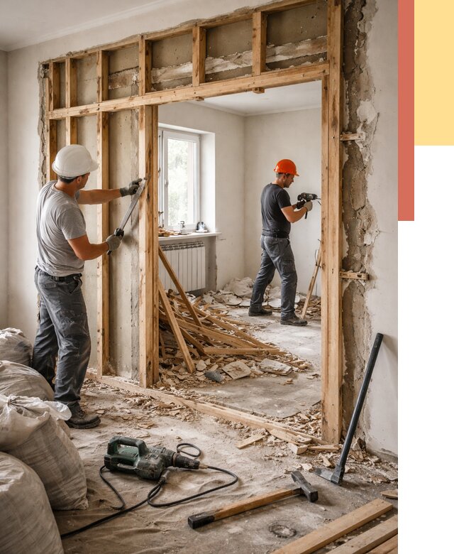 Демонтаж деревянных перегородок в Верхнем Уфалее от 3275 руб. — быстро и недорого | ОТДЕЛОЧНИК-Врф