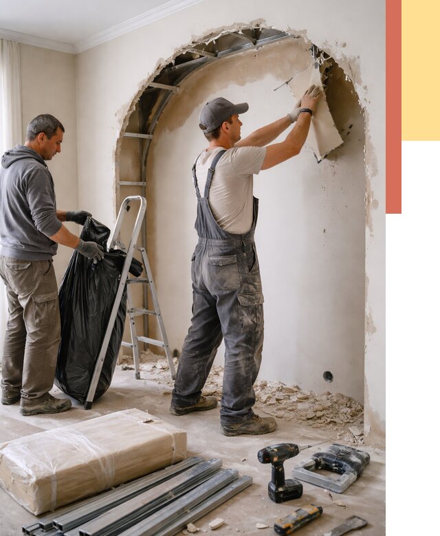 Демонтаж арки из гипсокартона в Верхнем Уфалее от 3582 руб. — услуги под ключ | ОТДЕЛОЧНИК-Врф