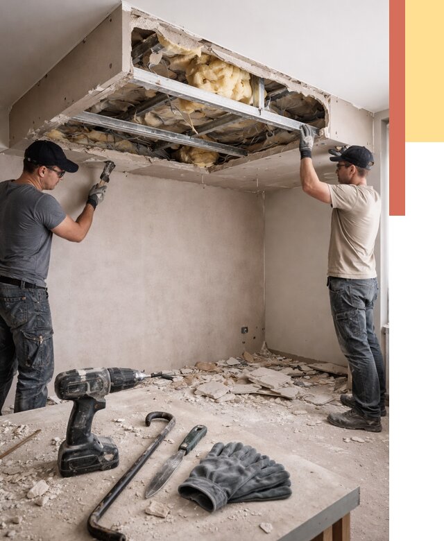 Демонтаж короба из гипсокартона в Верхнем Уфалее от 1556 руб. — быстро и недорого | ОТДЕЛОЧНИК-Врф