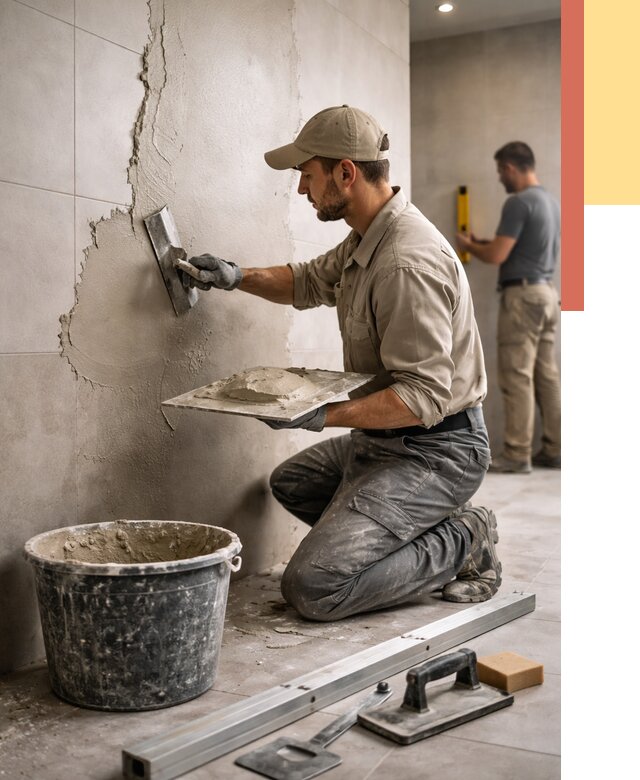 Штукатурка стен в ванной в Верхнем Уфалее от 4605 руб./м² — выравнивание под ключ | ОТДЕЛОЧНИК-Врф