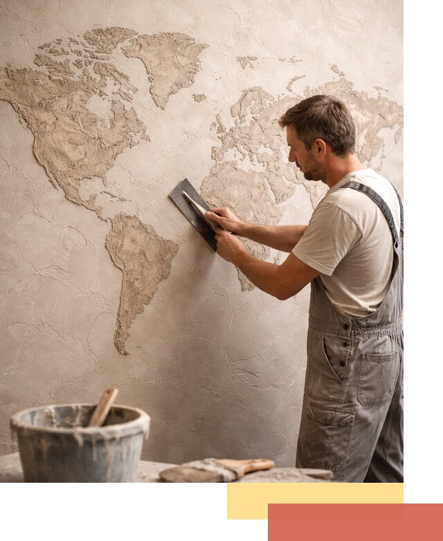 Декоративная штукатурка «Карта мира» под ключ в Верхнем Уфалее