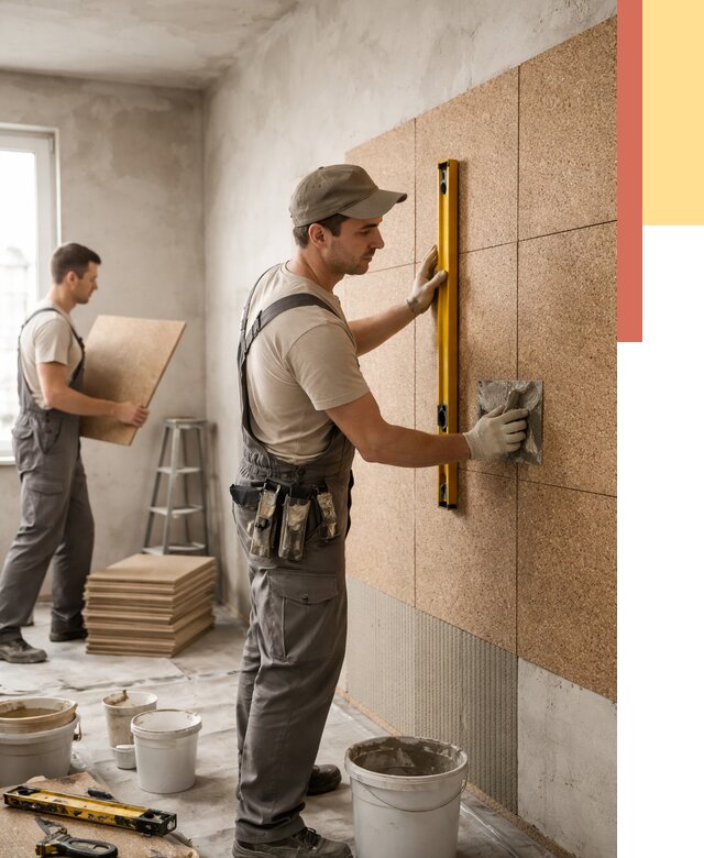 Монтаж пробковых панелей на стены в Верхнем Уфалее от 3582 руб. — ОТДЕЛОЧНИК-Врф