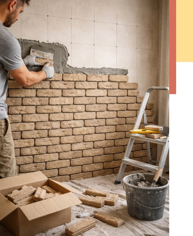 Монтаж декоративного кирпича в Верхнем Уфалее от 3275 руб./м² — быстро и недорого | ОТДЕЛОЧНИК-Врф