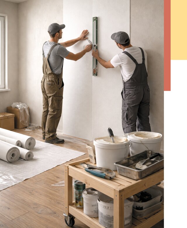 Поклейка стеклообоев в Верхнем Уфалее от 6652 руб. за м2 — быстро и недорого | ОТДЕЛОЧНИК-Врф