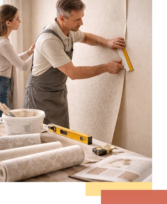 Поклейка обоев с подбором рисунка в Верхнем Уфалее