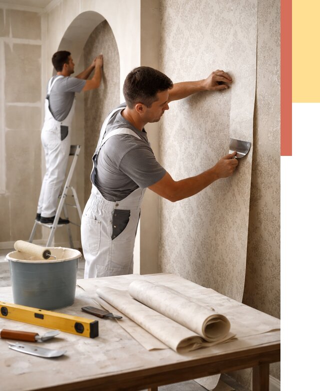 Поклейка обоев на сложные стены в Верхнем Уфалее от 2866 руб. под ключ | ОТДЕЛОЧНИК-Врф