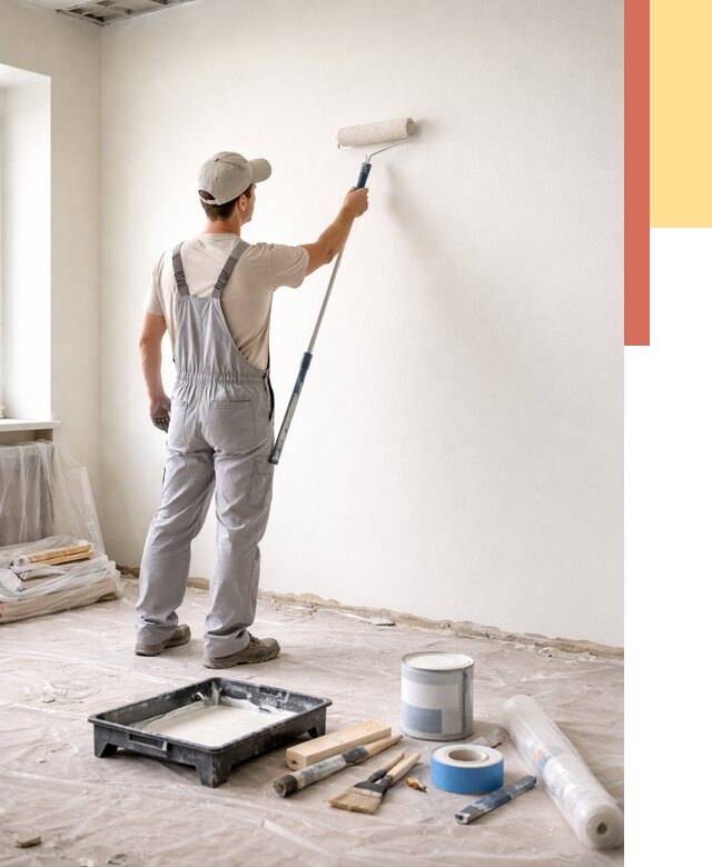 Покраска стен водоэмульсионной краской в Верхнем Уфалее от 461 руб. за м² | ОТДЕЛОЧНИК-Врф