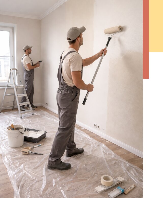 Покраска стен акриловой краской в Верхнем Уфалее от 3582 руб./м² — быстро и недорого | ОТДЕЛОЧНИК-Врф