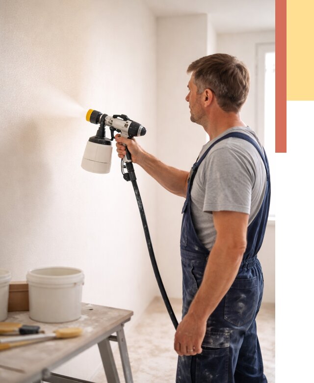 Покраска стен краскопультом в Верхнем Уфалее от 7676 руб. — механизированная покраска | ОТДЕЛОЧНИК-Врф