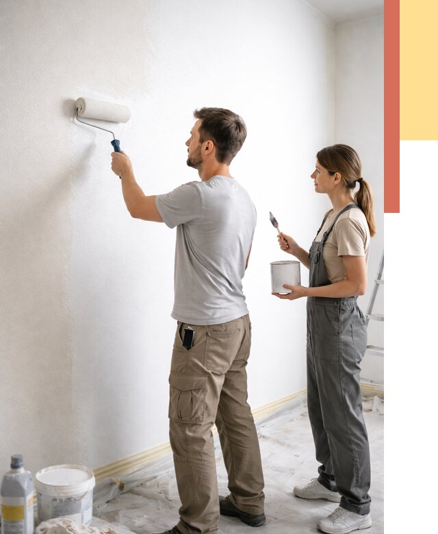 Окраска стен по стеклохолсту в Верхнем Уфалее от 4605 руб/м² под ключ | ОТДЕЛОЧНИК-Врф