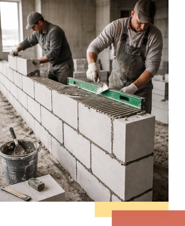 Кладка перегородок из газобетона в Верхнем Уфалее быстро и качественно