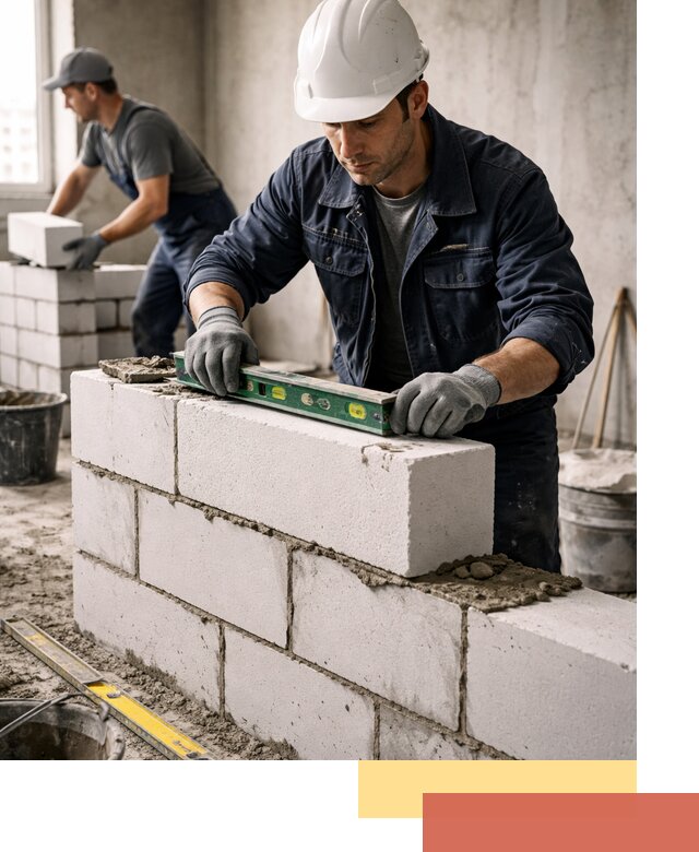 Кладка перегородок из пеноблока под ключ в Верхнем Уфалее