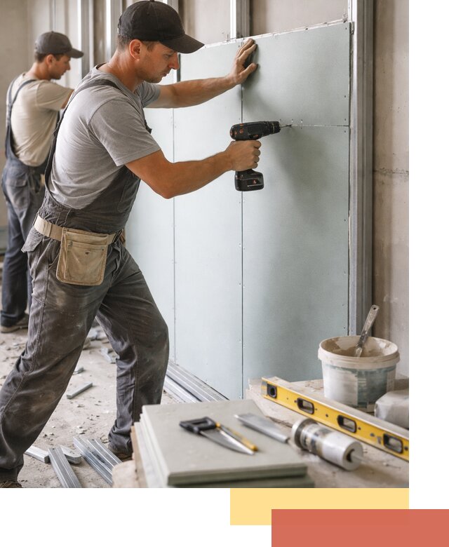 Кладка влагостойких перегородок ПГП в Верхнем Уфалее