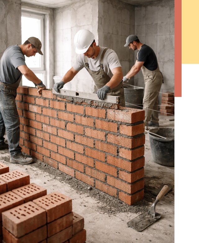 Кладка перегородок из кирпича в Верхнем Уфалее от 3582 руб. за м² | ОТДЕЛОЧНИК-Врф