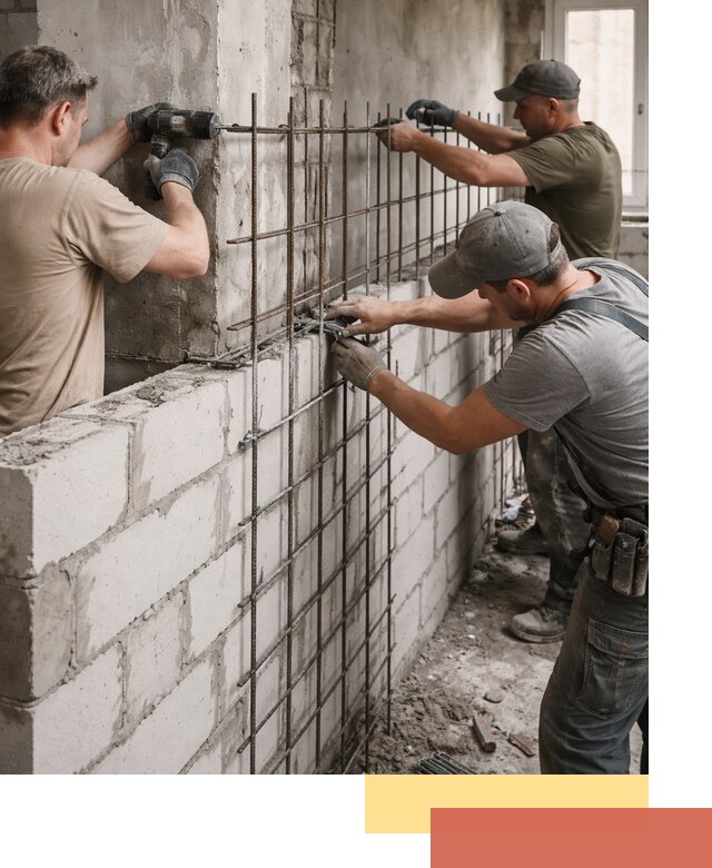 Армирование кладки перегородок в Верхнем Уфалее профессионально и надёжно
