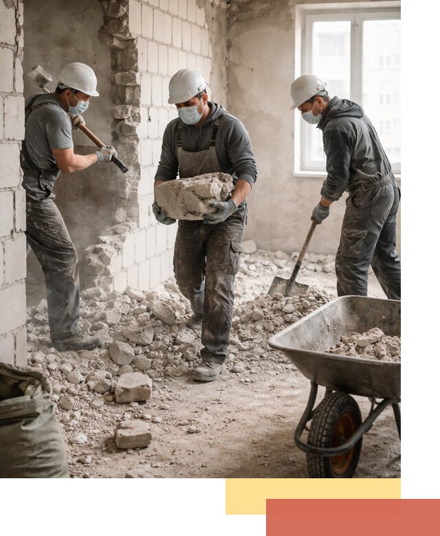 Демонтаж блочных перегородок в Верхнем Уфалее быстро и аккуратно