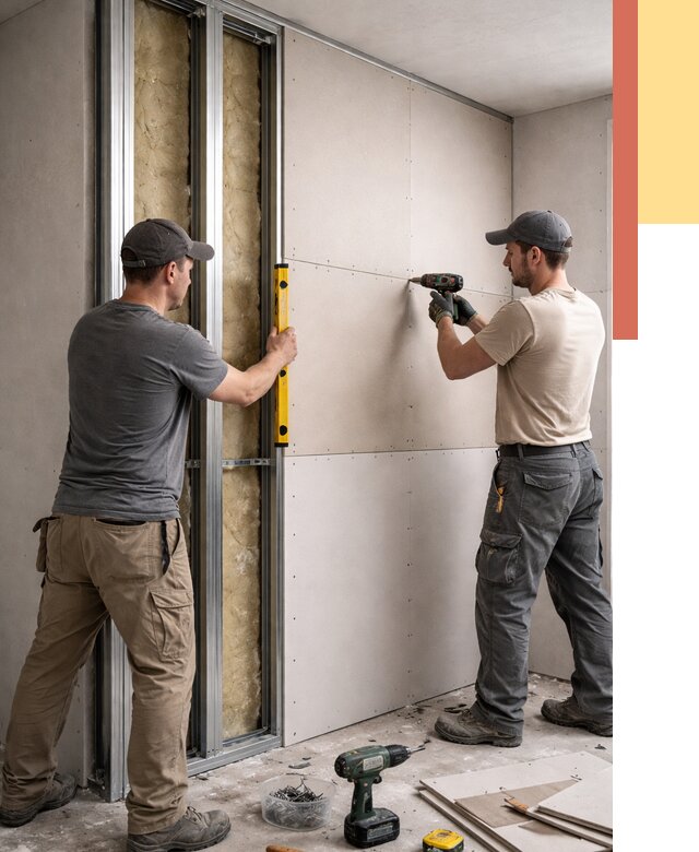 Монтаж двухслойной перегородки из гипсокартона в Верхнем Уфалее от 1484 руб. | ОТДЕЛОЧНИК-Врф