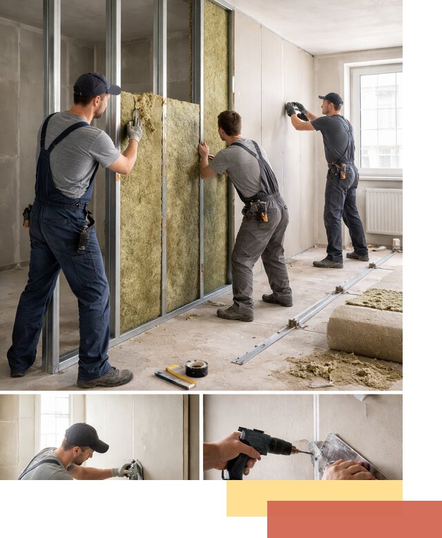 Перегородка из гипсокартона с шумоизоляцией в Верхнем Уфалее — монтаж под ключ