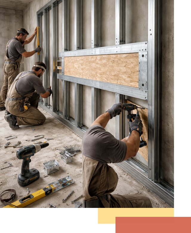 Усиленная перегородка для крепления тяжёлых конструкций в Верхнем Уфалее