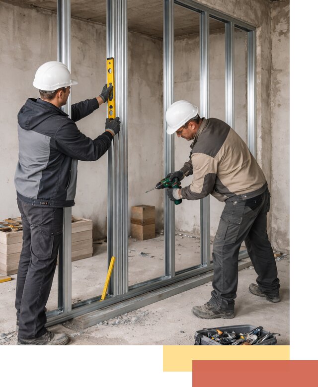 Монтаж каркаса перегородки из профиля в Верхнем Уфалее