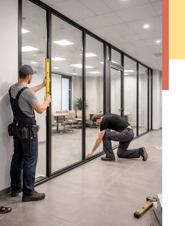 Каркасные стеклянные перегородки в Верхнем Уфалее под ключ от 9415 руб. | ОТДЕЛОЧНИК-Врф