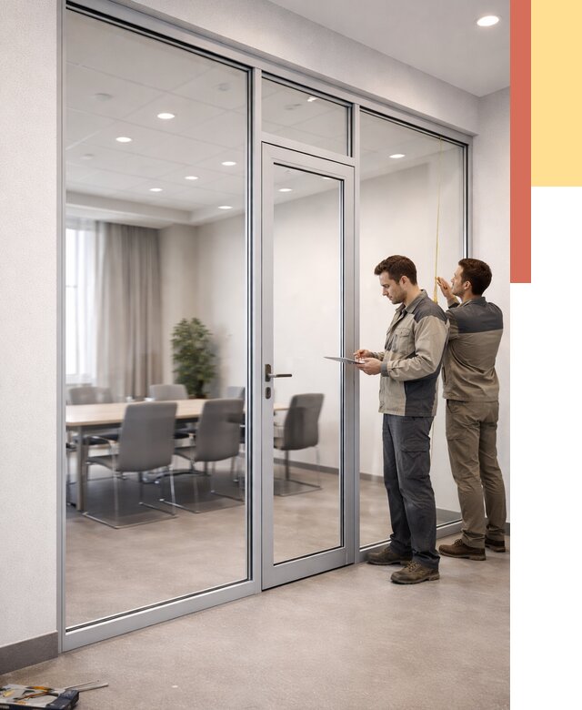 Установка и монтаж алюминиевых перегородок со стеклом в Верхнем Уфалее от 8392 руб. | ОТДЕЛОЧНИК-Врф