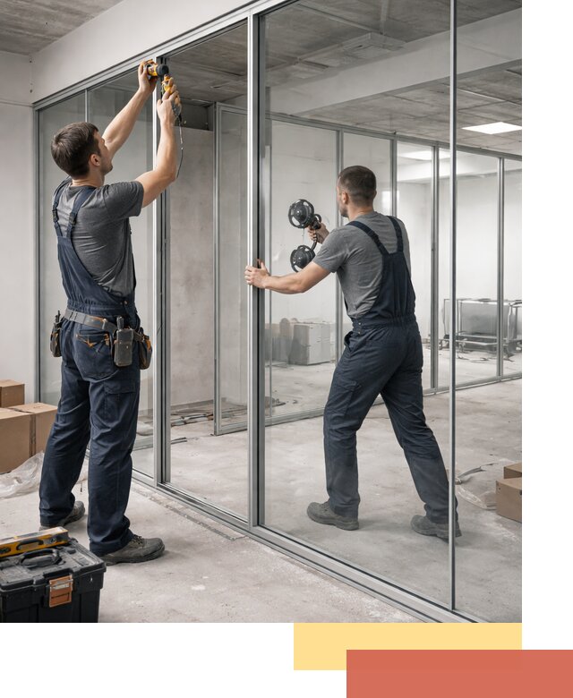 Алюминиевые перегородки со стеклом в Верхнем Уфалее — изготовление и монтаж