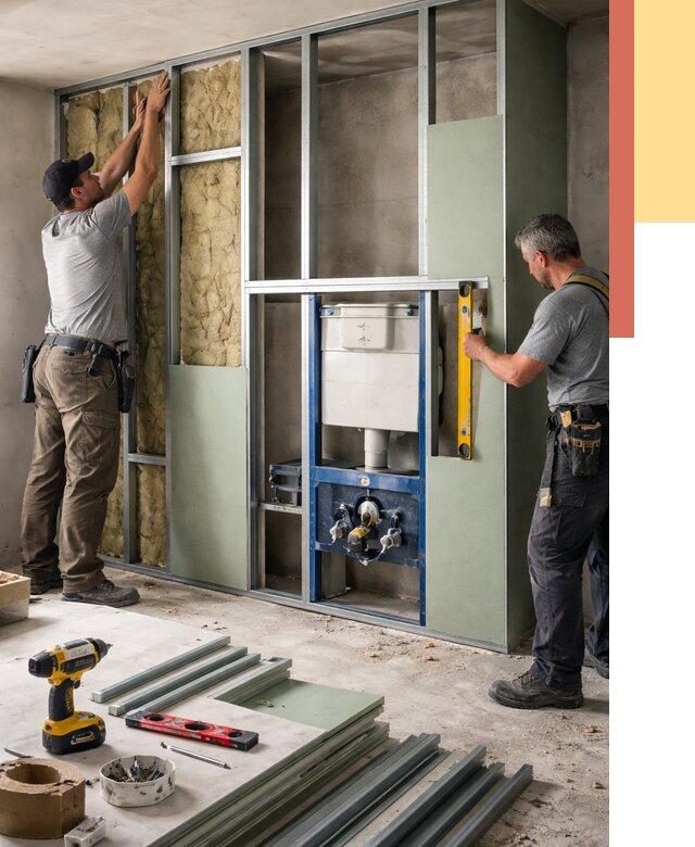 Установка сантехнических перегородок в Верхнем Уфалее от 8699 руб. | ОТДЕЛОЧНИК-Врф