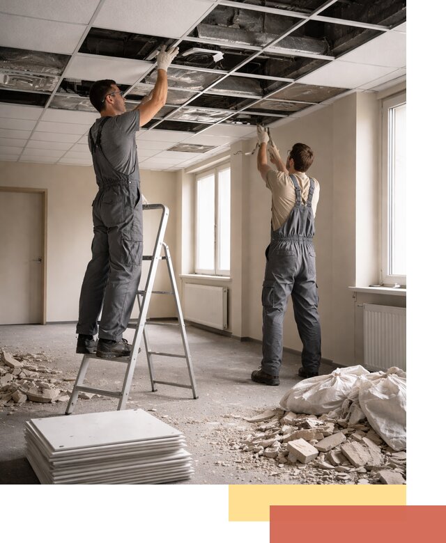 Демонтаж потолков Армстронг профессионально в Верхнем Уфалее