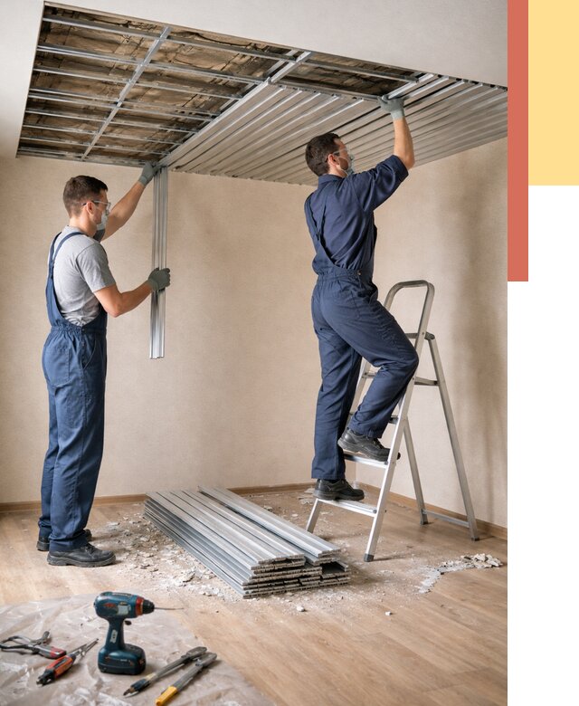 Демонтаж реечного потолка в Верхнем Уфалее от 4605 руб. быстро и недорого | ОТДЕЛОЧНИК-Врф