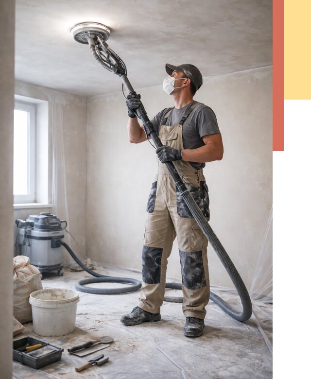 Шлифовка потолка в Верхнем Уфалее от 3582 руб. — услуги шлифования потолка | ОТДЕЛОЧНИК-Врф