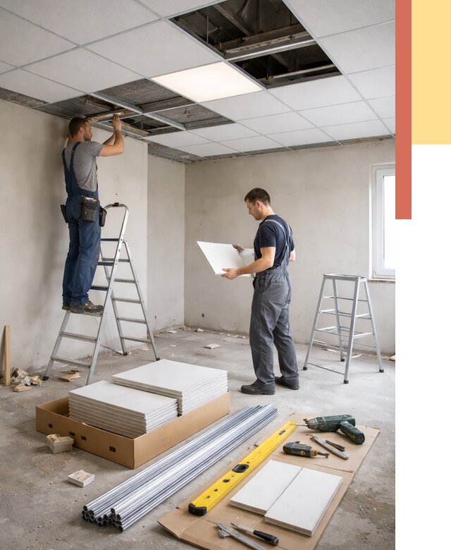 Монтаж потолка армстронг в Верхнем Уфалее от 4605 руб/м2 — быстрая установка под ключ | ОТДЕЛОЧНИК-Врф