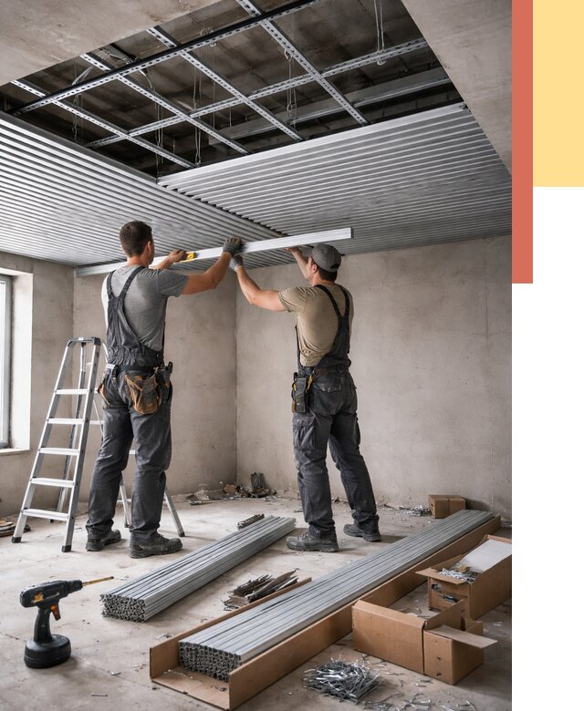 Монтаж реечного потолка в Верхнем Уфалее от 4605 руб. под ключ | ОТДЕЛОЧНИК-Врф