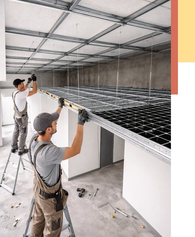 Монтаж потолка грильято в Верхнем Уфалее от 461 руб./м² — быстрая сборка под ключ | ОТДЕЛОЧНИК-Врф