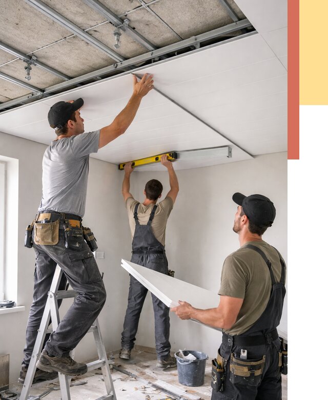 Монтаж потолка из ПВХ панелей в Верхнем Уфалее от 3582 руб./м2 — быстро и недорого | ОТДЕЛОЧНИК-Врф