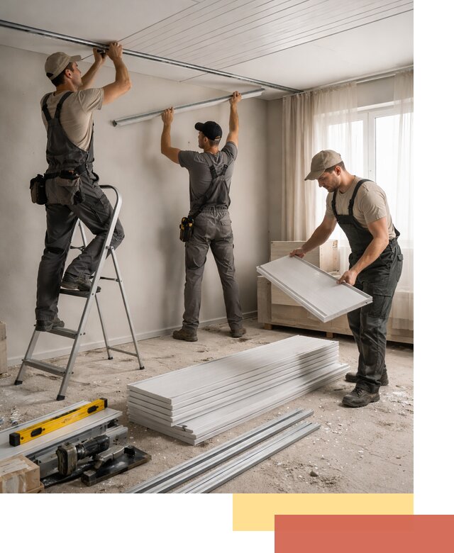 Монтаж потолка из ПВХ панелей в Верхнем Уфалее оперативно и качественно