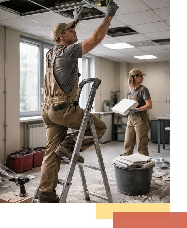 Ремонт потолка Армстронг и замена плит в Верхнем Уфалее