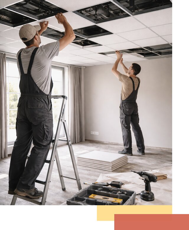 Замена плит подвесного потолка в Верхнем Уфалее быстро и качественно