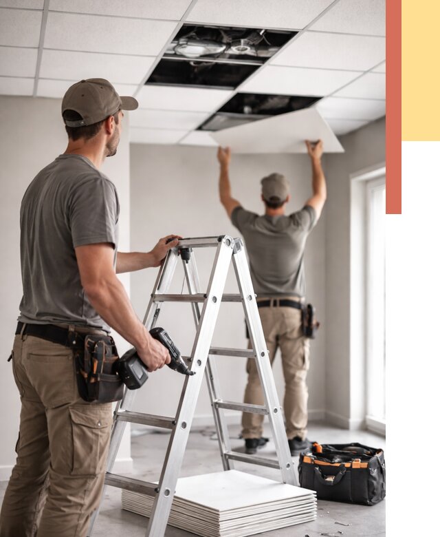 Обслуживание подвесного потолка в Верхнем Уфалее от 3582 руб. — быстро и недорого | ОТДЕЛОЧНИК-Врф