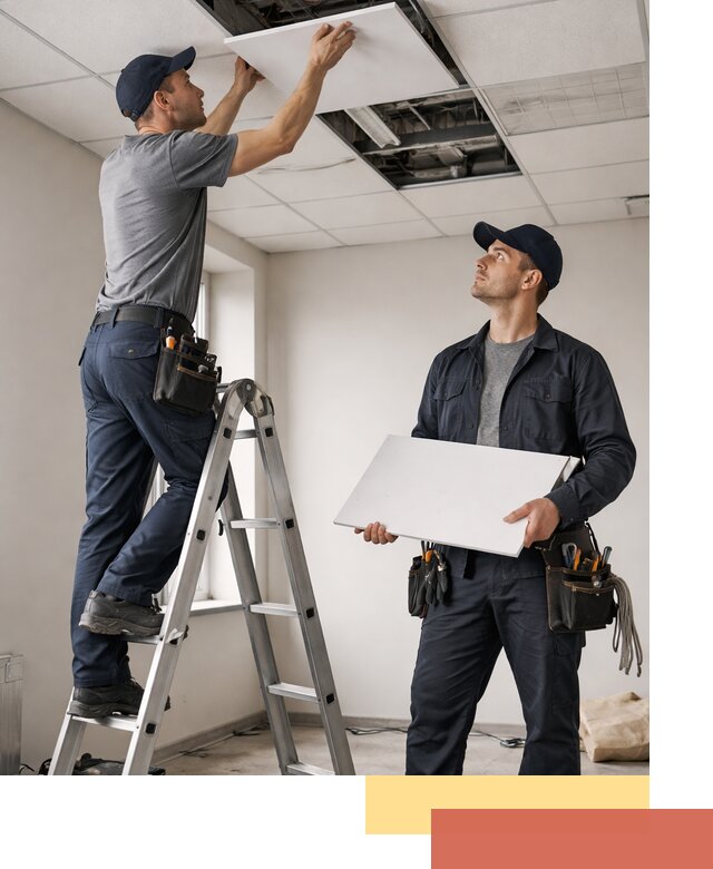 Обслуживание подвесного потолка в Верхнем Уфалее — ремонт и чистка