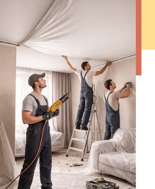 Установка натяжного потолка в Верхнем Уфалее от 4605 руб. | Быстро и недорого — ОТДЕЛОЧНИК-Врф