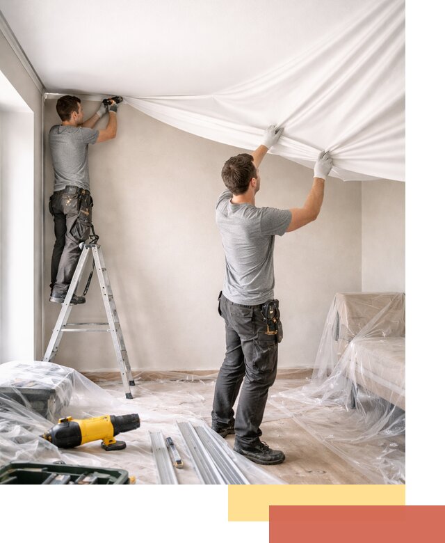 Монтаж тканевого натяжного потолка в Верхнем Уфалее недорого и быстро