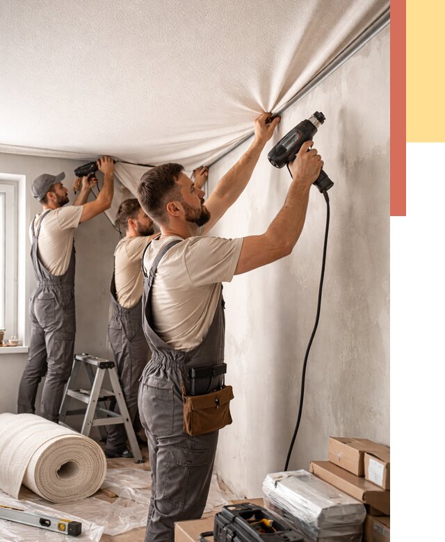 Монтаж фактурного натяжного потолка в Верхнем Уфалее от 768 руб. — ОТДЕЛОЧНИК-Врф