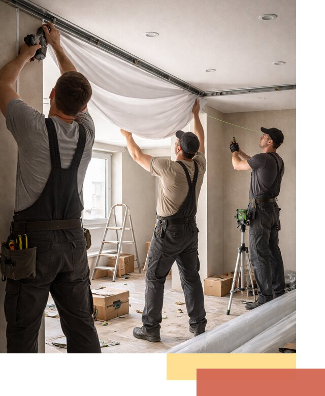 Монтаж парящего натяжного потолка под ключ в Верхнем Уфалее