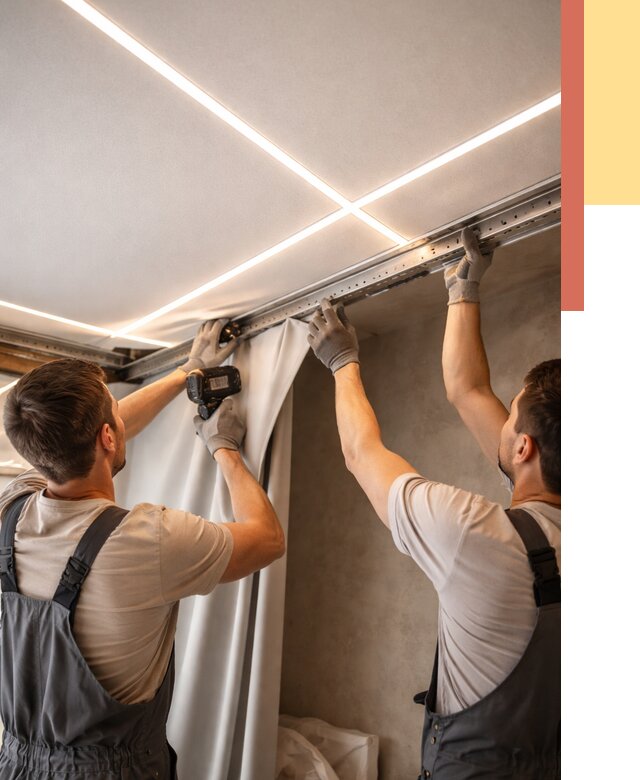 Монтаж натяжного потолка со световыми линиями в Верхнем Уфалее от 1228 руб. | ОТДЕЛОЧНИК-Врф