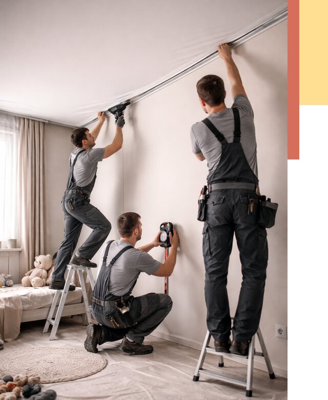 Монтаж натяжного потолка в детской в Верхнем Уфалее от 3582 руб. — быстро и недорого | ОТДЕЛОЧНИК-Врф